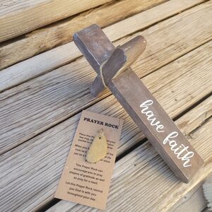 Rustic Brown 'Have Faith' Wooden Cross Decor